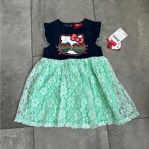NEW hello kitty tulle dress blue green 3T toddler